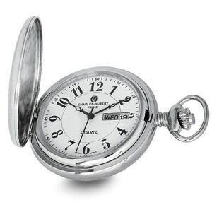 Charles Hubert Stainless Hunter Case w/Lion Crest Pocket Watch